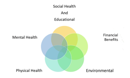 Holistic Health Factors in the Workplace with Biophilic Design Diagram